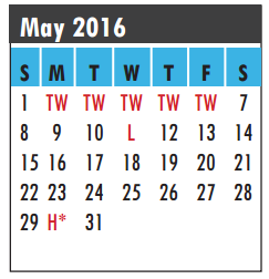 District School Academic Calendar for Brookside Intermediate for May 2016