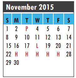 District School Academic Calendar for Clear View Education Center for November 2015