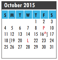 District School Academic Calendar for Clear Brook High School for October 2015