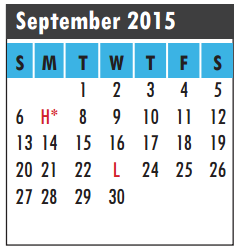 District School Academic Calendar for James H Ross Elementary for September 2015