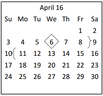 District School Academic Calendar for Oakwood Intermediate School for April 2016