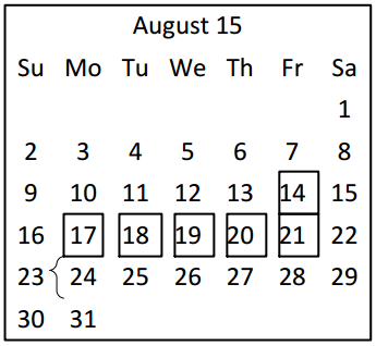 District School Academic Calendar for Center For Alternative Learning for August 2015