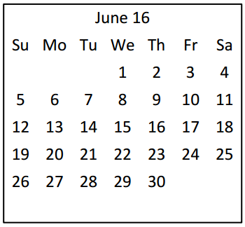 District School Academic Calendar for Rock Prairie Elementary for June 2016