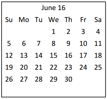 District School Academic Calendar for Forest Ridge for June 2016