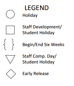 District School Academic Calendar Legend for A & M Consolidated Middle School