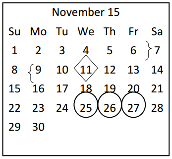 District School Academic Calendar for A & M Cons High School for November 2015