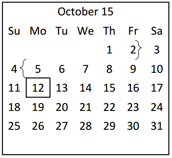 District School Academic Calendar for College Station Jjaep for October 2015