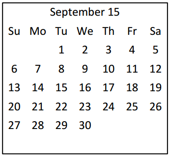 District School Academic Calendar for Cypress Grove Intermediate for September 2015