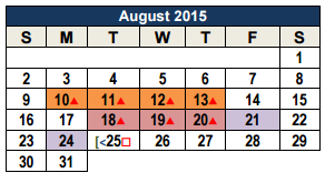 District School Academic Calendar for Smithson Valley High School for August 2015