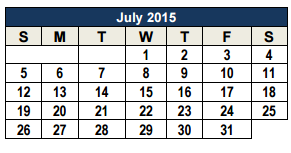 District School Academic Calendar for Smithson Valley Middle for July 2015
