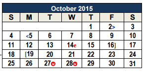 District School Academic Calendar for Arlon R Seay Intermediate for October 2015