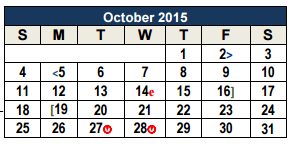 District School Academic Calendar for Spring Branch Middle for October 2015
