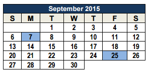 District School Academic Calendar for Bill Brown Elementary School for September 2015