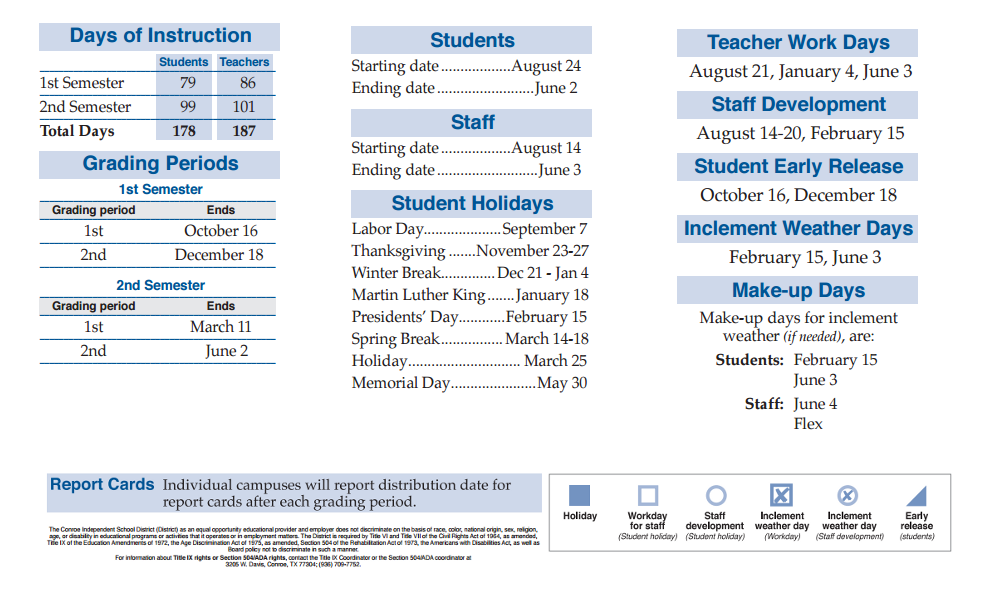 District School Academic Calendar Key for Knox Junior High School