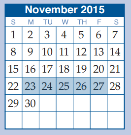 District School Academic Calendar for Giesinger Elementary for November 2015