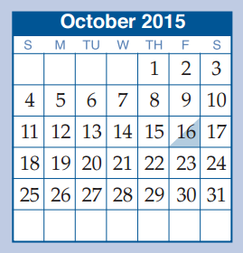 District School Academic Calendar for David Elementary for October 2015