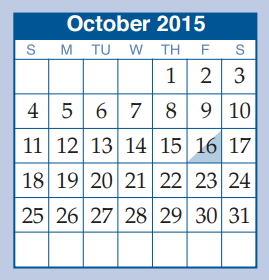 District School Academic Calendar for W L Hauke Alter Ed for October 2015