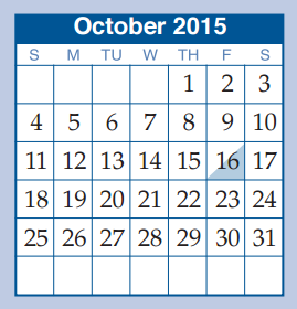 District School Academic Calendar for C D York Junior High for October 2015