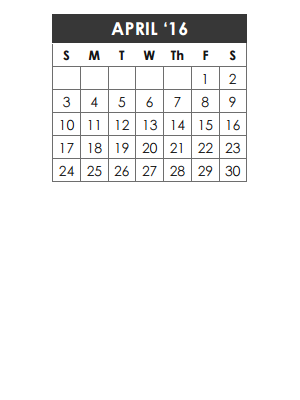 District School Academic Calendar for Mockingbird Elementary School for April 2016
