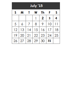 District School Academic Calendar for Coppell Middle East for July 2015