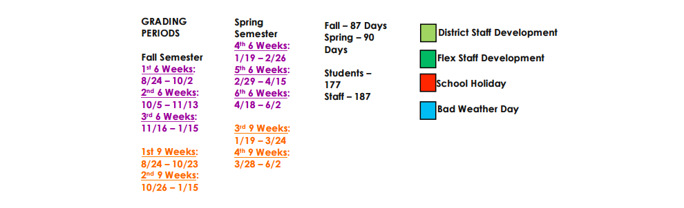 District School Academic Calendar Key for Lee Elementary School