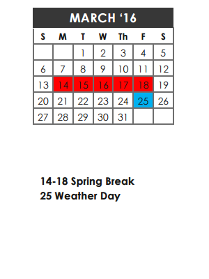 District School Academic Calendar for Compass Academy for March 2016