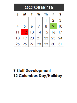 District School Academic Calendar for Compass Academy for October 2015