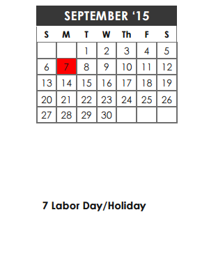 District School Academic Calendar for Lee Elementary School for September 2015