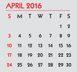 District School Academic Calendar for Student Learning And Guidance Cent for April 2016