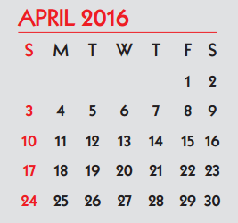 District School Academic Calendar for Cunningham Middle School for April 2016