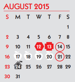 District School Academic Calendar for Student Learning And Guidance Cent for August 2015