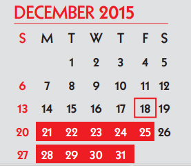 District School Academic Calendar for Student Learning And Guidance Cent for December 2015