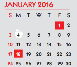 District School Academic Calendar for Schanen Estates Elementary School for January 2016