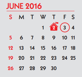 District School Academic Calendar for Travis Elementary School for June 2016