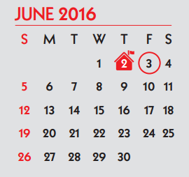 District School Academic Calendar for Barnes Elementary School for June 2016