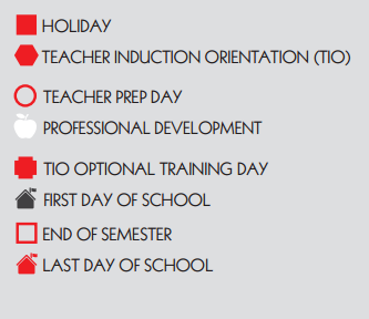 District School Academic Calendar Legend for Club Estates