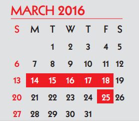 District School Academic Calendar for Student Learning And Guidance Cent for March 2016