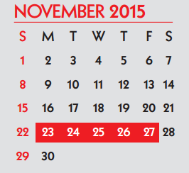 District School Academic Calendar for Grant Middle School for November 2015