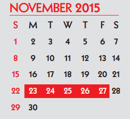 District School Academic Calendar for Oak Park Special Emphasis School for November 2015