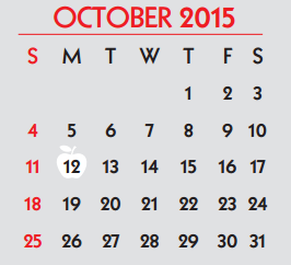 District School Academic Calendar for Student Learning And Guidance Cent for October 2015