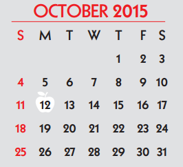 District School Academic Calendar for South Park Middle for October 2015