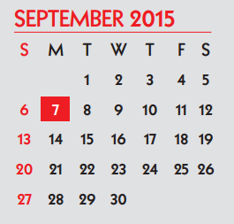 District School Academic Calendar for Calk Elementary School for September 2015