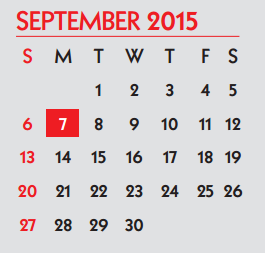 District School Academic Calendar for Grant Middle School for September 2015