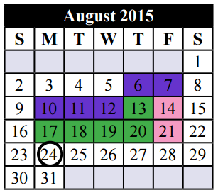 District School Academic Calendar for Jackie Carden Elementary for August 2015