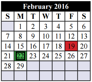 District School Academic Calendar for Bess Race Elementary for February 2016