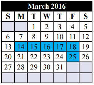 District School Academic Calendar for Sue Crouch Intermediate School for March 2016