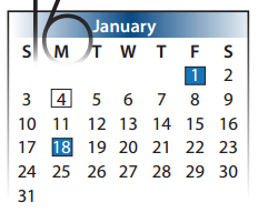 District School Academic Calendar for Sampson Elementary for January 2016