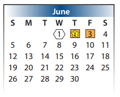 District School Academic Calendar for Cypress Springs High School for June 2016