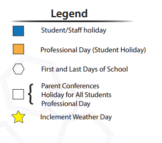 District School Academic Calendar Legend for Copeland Elementary School