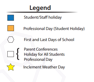 District School Academic Calendar Legend for Sampson Elementary